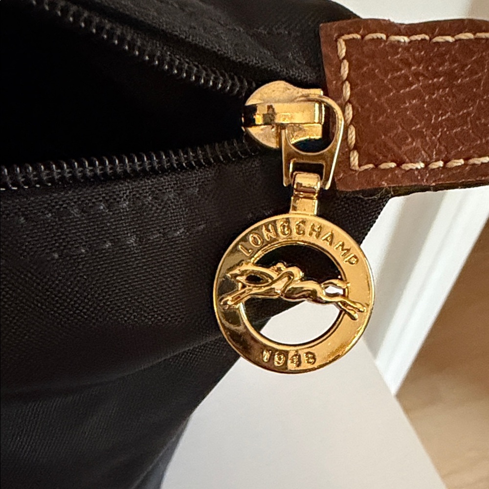 Longchamp Black Tote with Brown Leather Accents - Picture 4 of 5